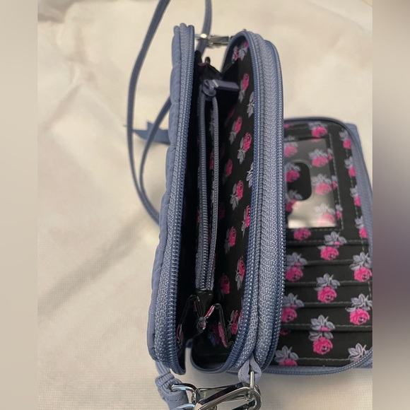 NWOT Vera Bradley RFID 3-in-1 Crossbody Bag in Microfiber Blue/Grey - Picture 8 of 11